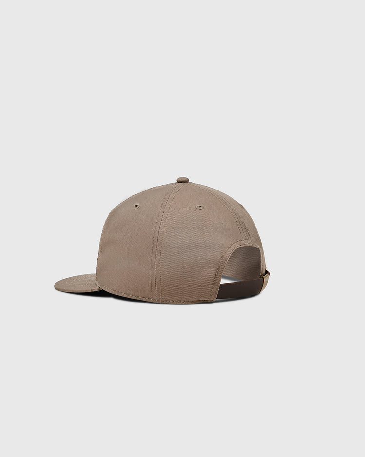 The Ebbets Field Paris Red Peppers Cotton Twill Ballcap is shown from the back with stitched panels, a top button, and an adjustable strap, set against a plain light grey background.