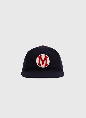 The Mystery Caps of Mexico – Carta Blanca 1939 Authentic Wool Ballcap by Ebbets Field features a navy blue design with a bold red and white 