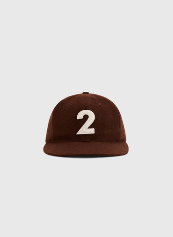 The Ebbets Field Mystery Caps of Mexico – Transito 1930 Authentic Wool Ballcap features a classic brown design with a white number 2 on the front, set against a light gray background—a unique collector’s piece for Mexican baseball fans.