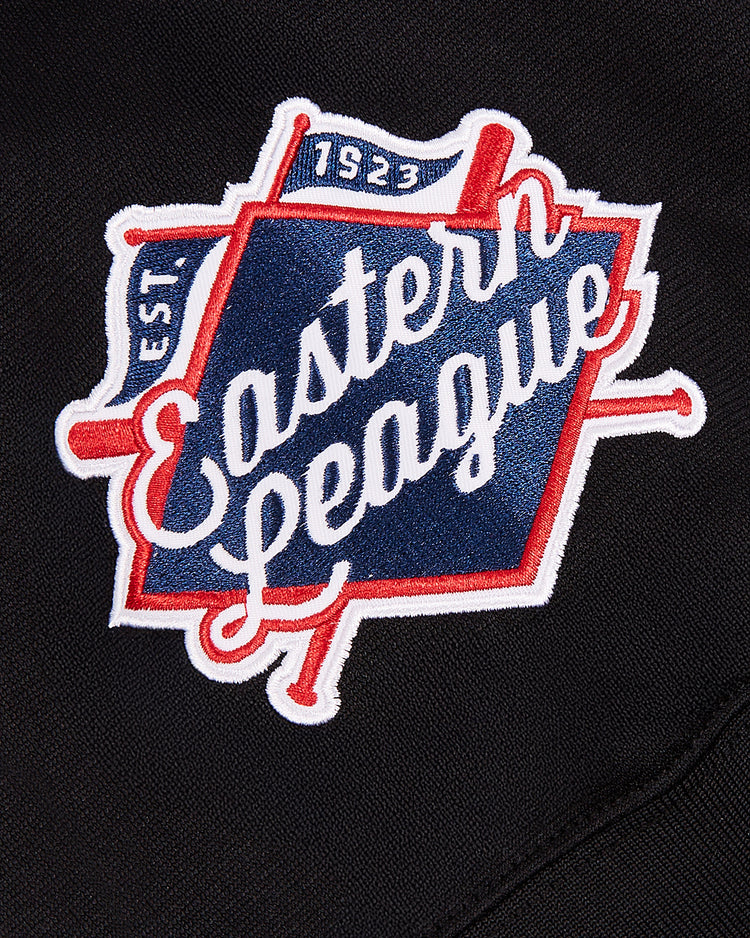 A stitched patch reading 