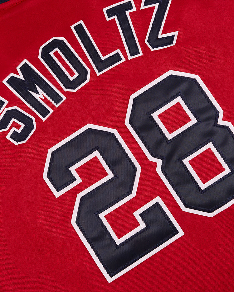 The Ebbets Field John Smoltz Richmond Braves V-Neck Jersey features 