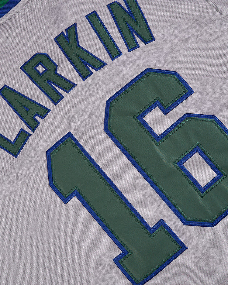 Close-up of the Barry Larkin Denver Zephyrs Button Up Jersey by Ebbets Field, showing 