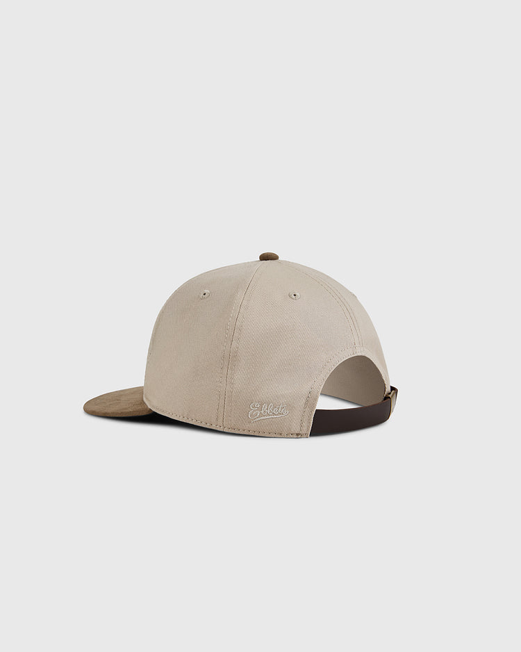 The Ebbets Field Brooklyn Royal Giants 1925 Cotton Twill Suede Ballcap is shown from the back, with an adjustable dark brown strap and a small embroidered logo—classic style inspired by Negro leagues baseball.