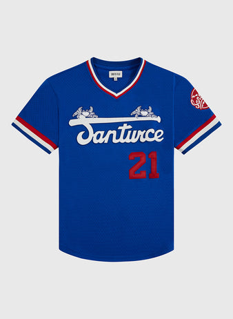 The Ebbets Field Santurce Cangrejeros Mesh V-Neck Jersey features 