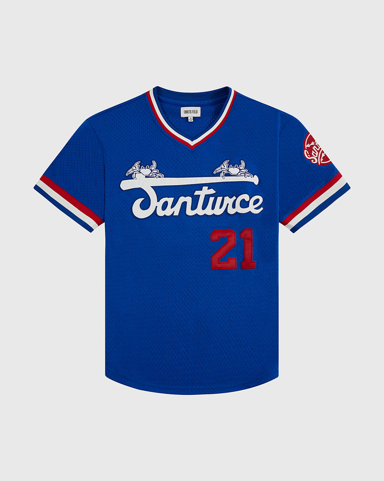 The Ebbets Field Santurce Cangrejeros Mesh V-Neck Jersey features 
