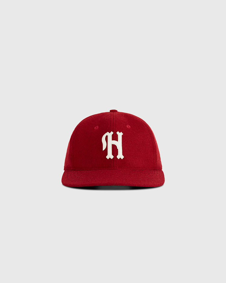 The Ebbets Field Habana Leones Cuba 1940 Authentic Wool Ballcap is a vintage-style red cap with a white 