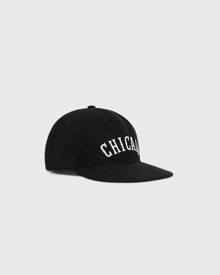 The Ebbets Field Chicago City Series Wool Ballcap, made from genuine wool broadcloth, features 