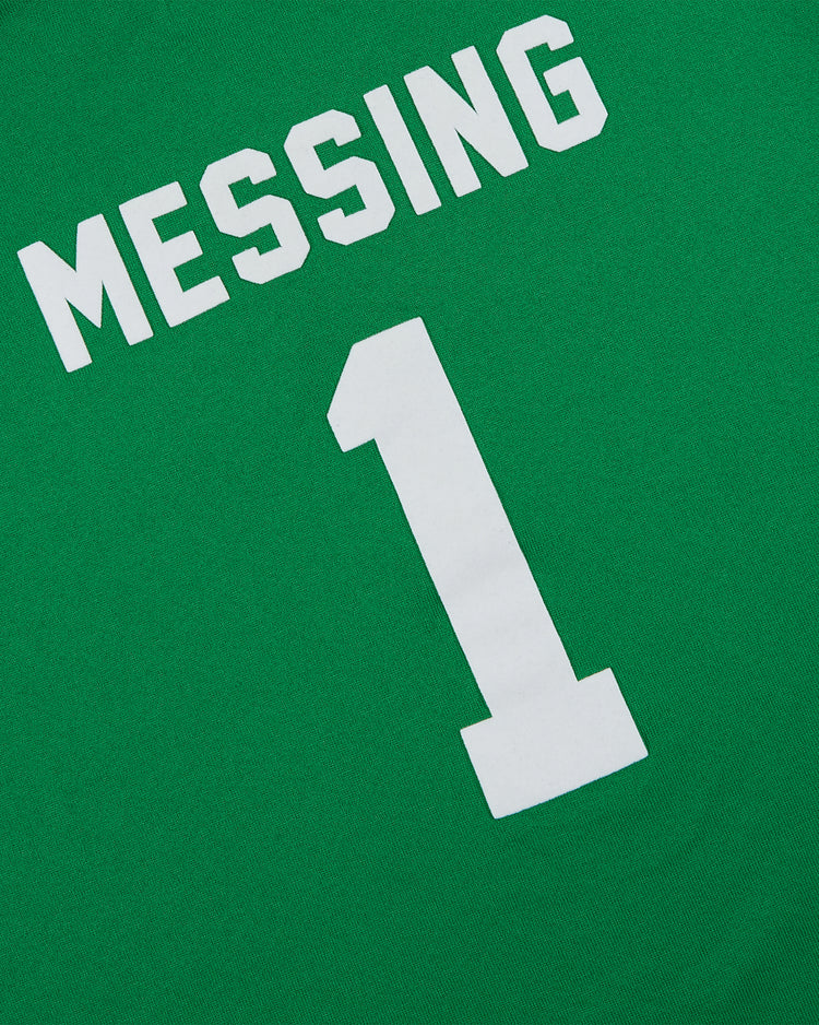 Ebbets Field New York Cosmos Vintage Soccer Goalie Jersey featuring “MESSING” and number 1 in large white print on the back, styled after classic Shep Messing jerseys.
