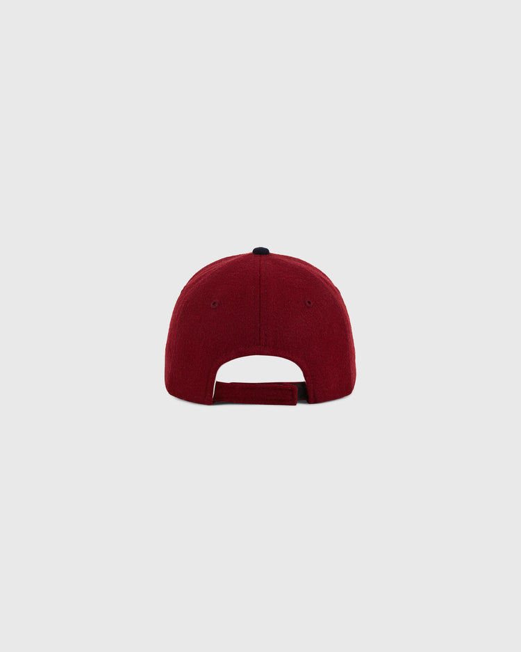 The Ebbets Field Red Reddy K 1940 Authentic Ballcap is shown from the back, featuring an adjustable strap and an opening above it, set against a plain light gray background.