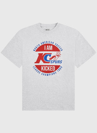 The Ebbets Field Kansas City Spurs Short Sleeve Graphic T-Shirt features bold blue and red 