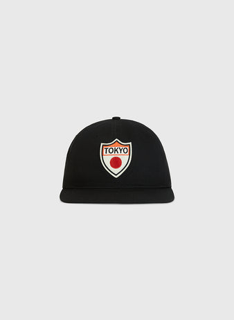 The Ebbets Field Tokyo Giants Patch Cotton Twill Ballcap features a shield-shaped patch on the front that reads “Tokyo” above a red dot, set against a plain light gray background.