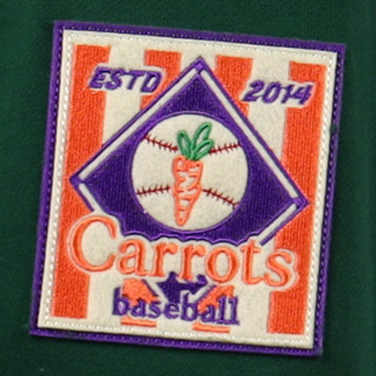 The Carrots Arlington Heights Collection Hoodie by EFF features an embroidered patch with a baseball diamond, a carrot-stitched baseball, and ESTD 2014 Arlington Heights Carrots in orange and blue.