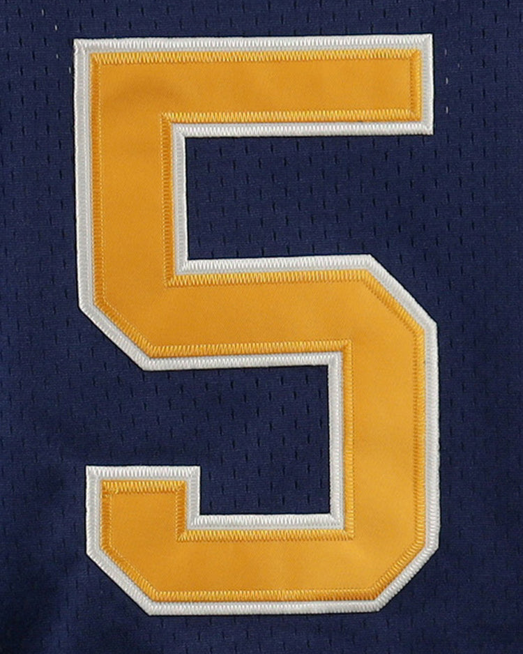 A large yellow number 5 with a white border is stitched onto the dark blue EFF Cerveceria Polar EFF DNA Replica V-Neck Mesh Jersey.