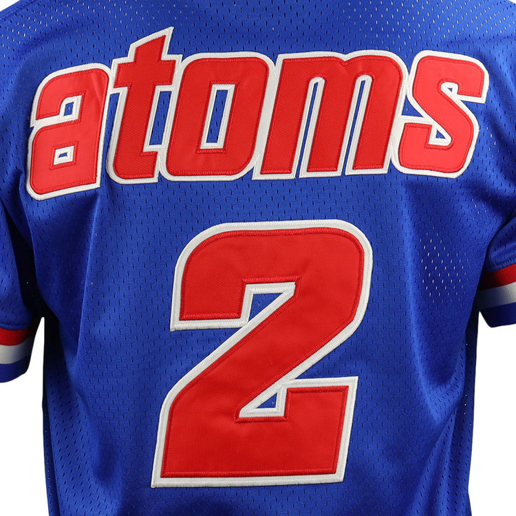 The back of the Sankei Atoms EFF DNA Replica V-Neck Mesh Jersey by EFF features Atoms in red and white above a large matching number 2, echoing the style of an Atom Boy sweatshirt from the Japanese Central League.