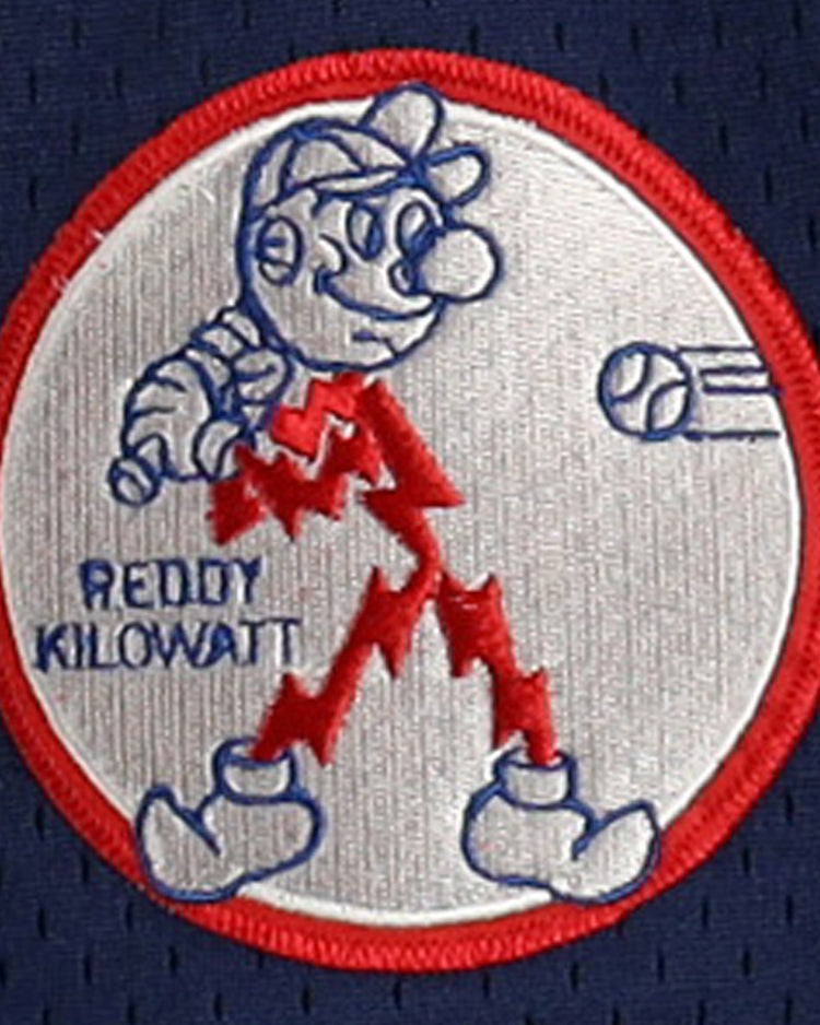 The EFF Reddy Kilowatt EFF DNA Replica Button-Up Mesh Jersey features the iconic electric power mascot in action, reminding everyone to use electricity safely.