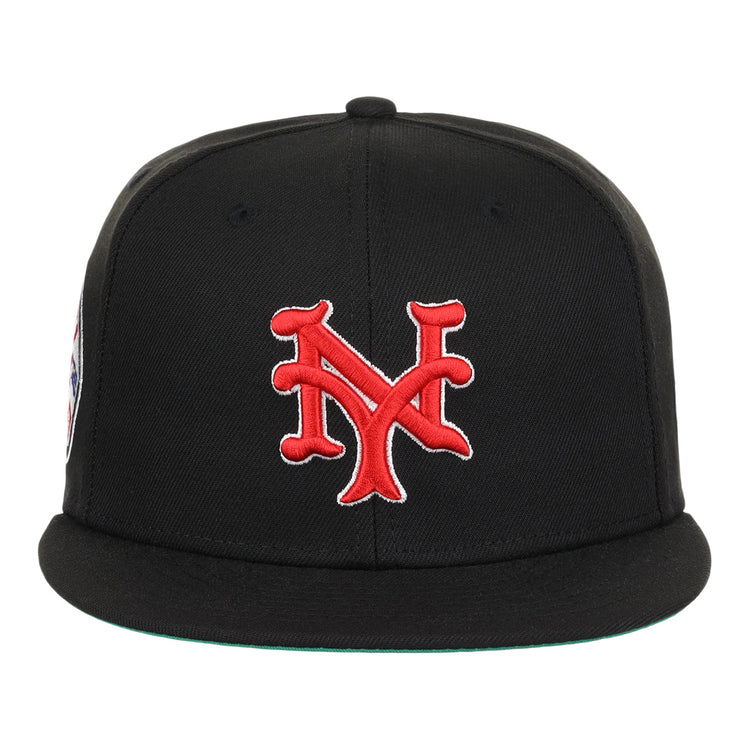 The EFF New York Cubans NLB Team Color Fitted Ballcap is a black vintage-style cap with a bold red 3D NY logo, honoring the Negro National League.