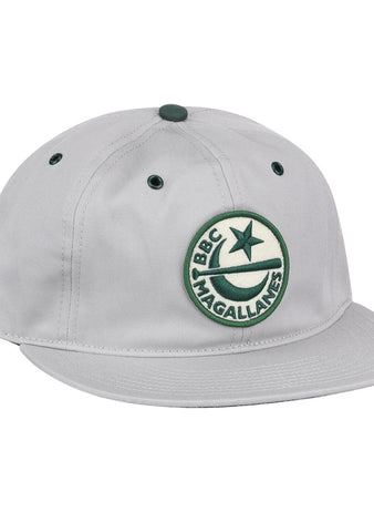 The EFF Magallanes Navigators Cotton Twill Ballcap features light gray cotton twill, a round patch with green star, crescent, and BBC MAGALLANES text, plus green button and eyelets—perfect for Venezuelan baseball fans.