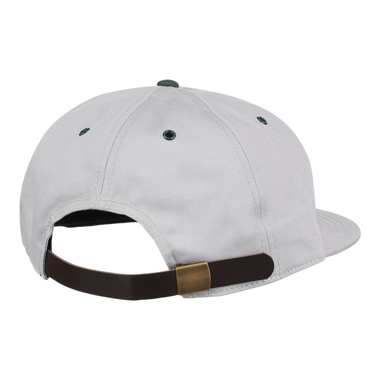 The EFF Magallanes Navigators Cotton Twill Ballcap is shown from the back, featuring a brown adjustable strap with a brass buckle and green embroidered eyelets—ideal for Venezuelan baseball fans.