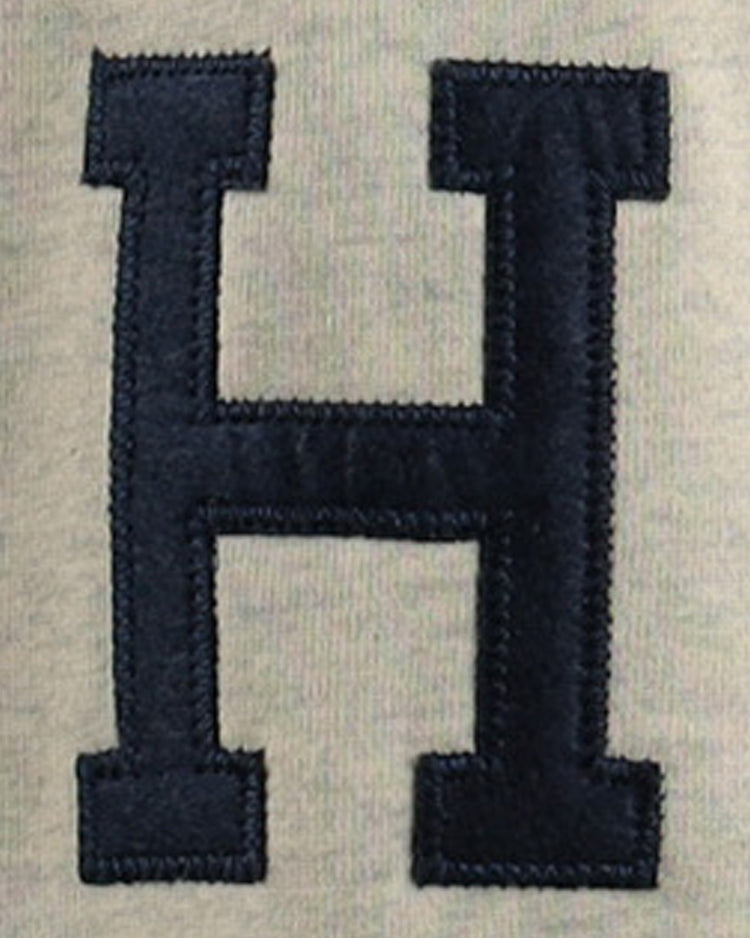 The EFF Homestead Grays NLB Corduroy Crewneck features a large dark blue H embroidered on light gray corduroy, honoring the legacy of Black Baseball teams from the Negro National League.