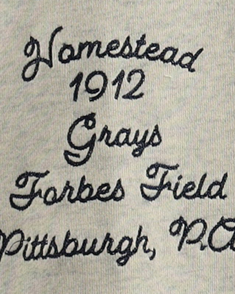 The EFF Homestead Grays NLB Corduroy Crewneck features embroidered text: Homestead 1912 Grays Forbes Field Pittsburgh, PA., honoring Black Baseball teams in the Negro National League.