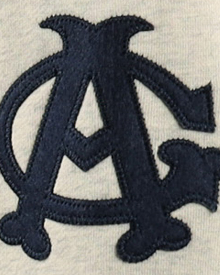 The EFF Chicago American Giants EFF NLB Corduroy Crewneck features a dark, ornate AC monogram embroidered on light corduroy, inspired by the classic style of Black Baseball teams.