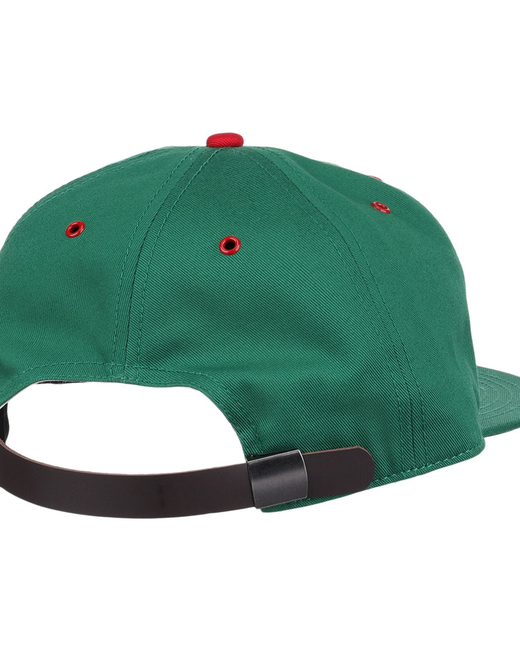 The EFF Dublin Irish Cotton Twill Ballcap features green twill, red eyelets, and a black adjustable strap with a metal buckle—an ideal Irish baseball cap for everyday wear.