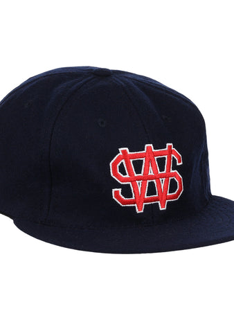 The EFF Winston-Salem Red Sox 1966 Vintage Ballcap is a navy cap with a red and white interlocking S and W logo embroidered on the front, inspired by the original teams design.