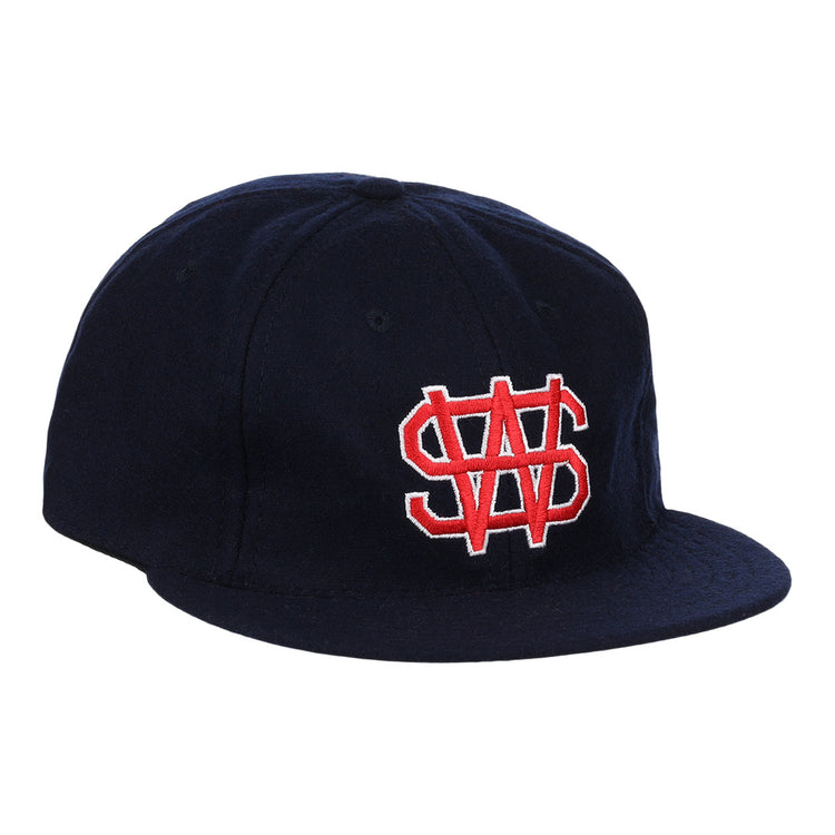 The EFF Winston-Salem Red Sox 1966 Vintage Ballcap is a navy cap with a red and white interlocking S and W logo embroidered on the front, inspired by the original teams design.