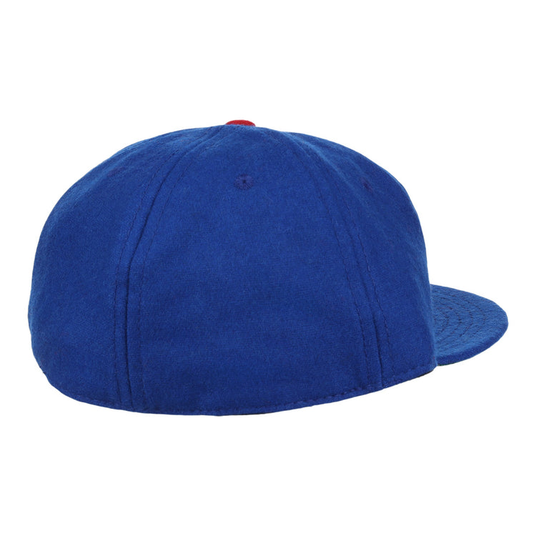The EFF Wichita Aeros 1972 Vintage Ballcap features blue fabric, a red top button, visible seam stitching, and is an authentic reproduction of the classic design.