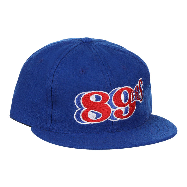 The EFF Oklahoma City 89ers 1994 Vintage Ballcap features a royal blue design with 89ers embroidered in bold red and white on the front—an authentic reproduction of a classic cap.