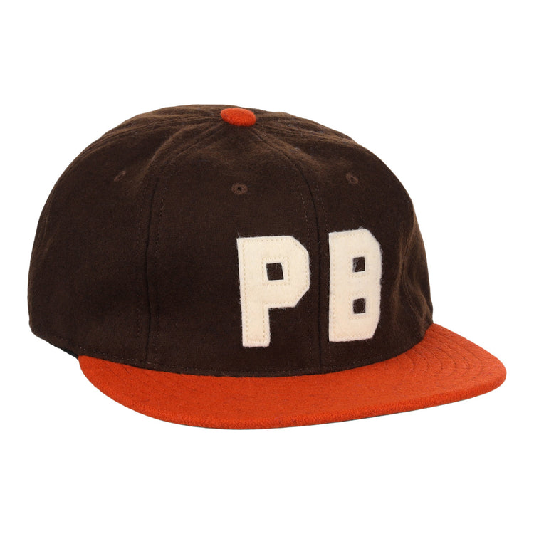 The Pine Bluff Judges 1953 Vintage Ballcap by EFF features a red brim, red top button, and bold white PB stitching—faithfully recreating the classic Cotton States League design.