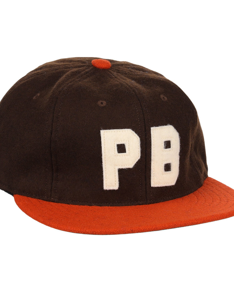 The Pine Bluff Judges 1953 Vintage Ballcap by EFF features a red brim, red top button, and bold white PB stitching—faithfully recreating the classic Cotton States League design.