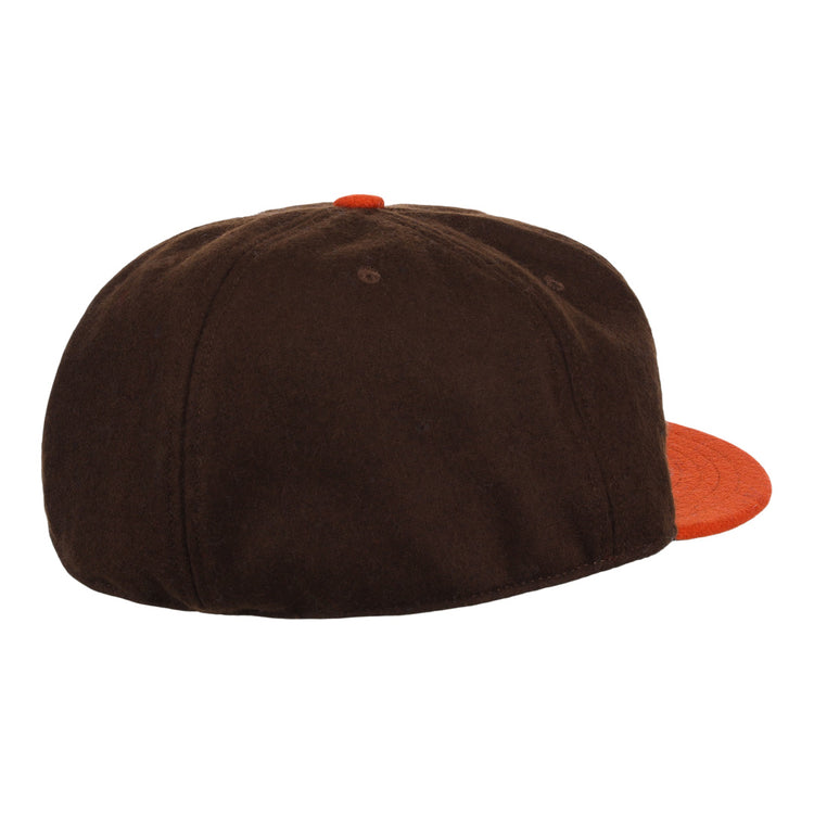 The EFF Pine Bluff Judges 1953 Vintage Ballcap features a brown body with an orange brim and top button, shown from the back side against a white background.
