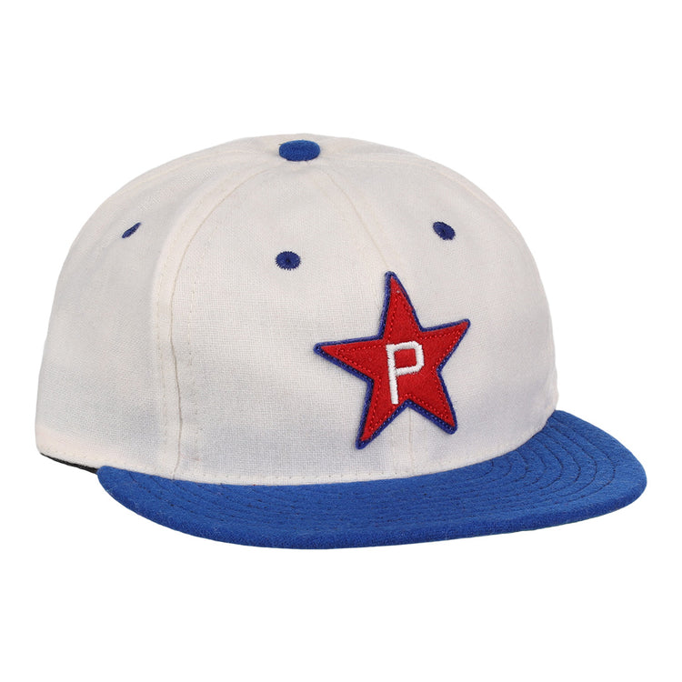 The EFF Cultural Excellence x Philadelphia Stars Wool Ballcap features a white crown, blue brim, and a red star with a white P on the front—honoring Negro League Baseball and the iconic Philadelphia Stars.