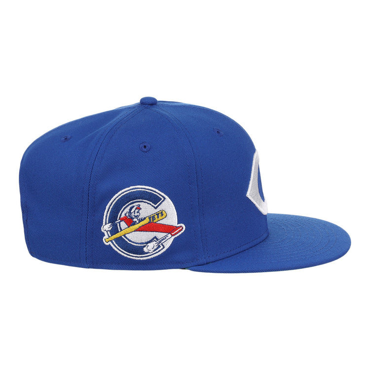 A blue Columbus Jets snapback by Ebbets Field Flannels, featuring embroidered team graphics and vintage Minor League style, from the EFF MiLB Vintage collection.