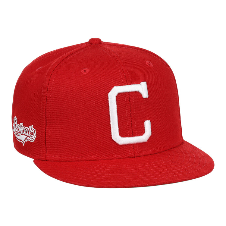 The Chattanooga Lookouts EFF MiLB Vintage Snapback by Ebbets Field Flannels features a bold white C on the front, a script Lookouts logo on the side, and an adjustable snapback closure for a perfect fit.