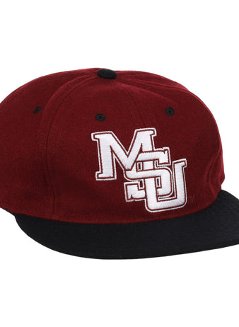 Show your Mississippi State pride with the EFF Mississippi State Bulldogs Collegiate Wool Ballcap, featuring maroon wool, a black brim, and white embroidered overlapping MSU letters for a timeless collegiate style.