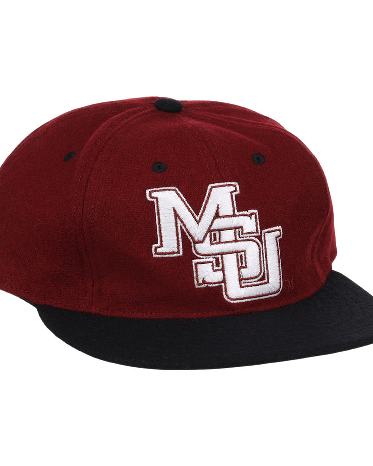 Show your Mississippi State pride with the EFF Mississippi State Bulldogs Collegiate Wool Ballcap, featuring maroon wool, a black brim, and white embroidered overlapping MSU letters for a timeless collegiate style.