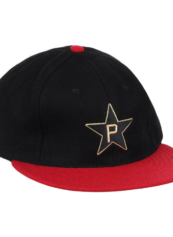 The EFF Philadelphia Stars Gilded Collection Ballcap features a black crown, red brim and button, and a gold embroidered star with a ‘P’ logo, honoring the Negro National League legacy.