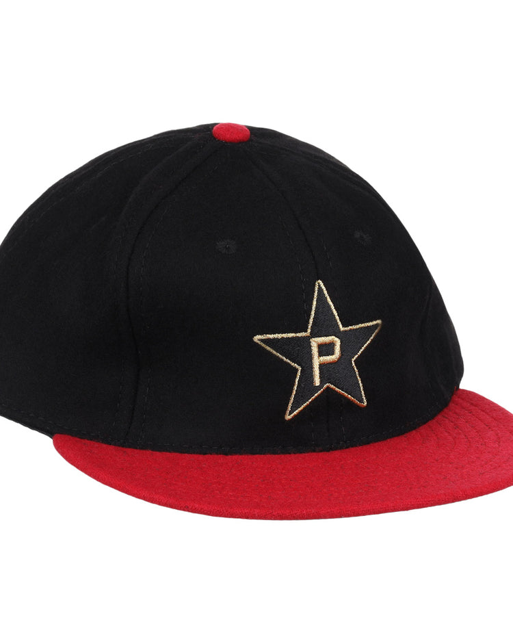 The EFF Philadelphia Stars Gilded Collection Ballcap features a black crown, red brim and button, and a gold embroidered star with a ‘P’ logo, honoring the Negro National League legacy.