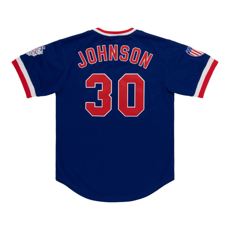 The EFF Indianapolis Indians MiLB Vintage V-Neck Baseball Jersey features Randy Johnson’s name and number 30 in bold red and white on the back, with sleeve patches celebrating the Vintage Minor League collection.