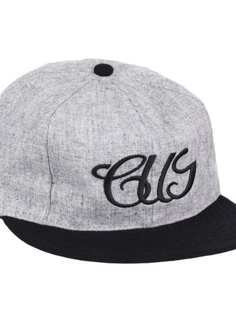 The EFF Chicago Union Giants 1902 Vintage Ballcap is a gray wool cap with a black brim and button, featuring embroidered black CUG script on the front—a faithful reproduction of the original.
