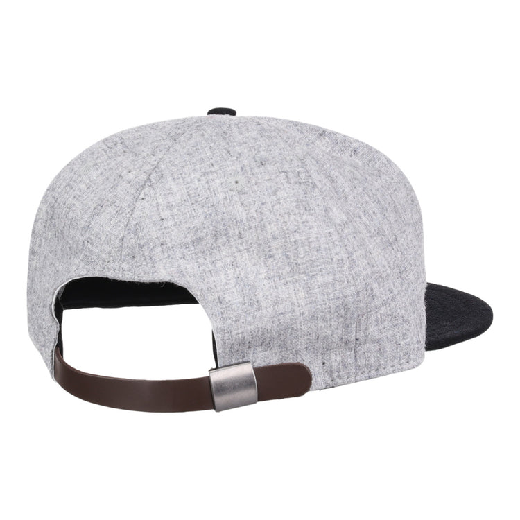 The EFF Chicago Union Giants 1902 Vintage Ballcap is a gray wool cap with a black brim, shown from the back. It includes a brown adjustable strap with silver buckle—an authentic reproduction of this classic style.