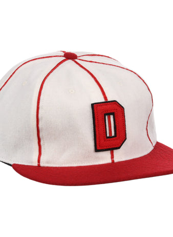 The EFF Washington Elite Giants 1936 Vintage Ballcap features red piping, a red brim, and a bold red D outlined in black—honoring the original Negro National League design.