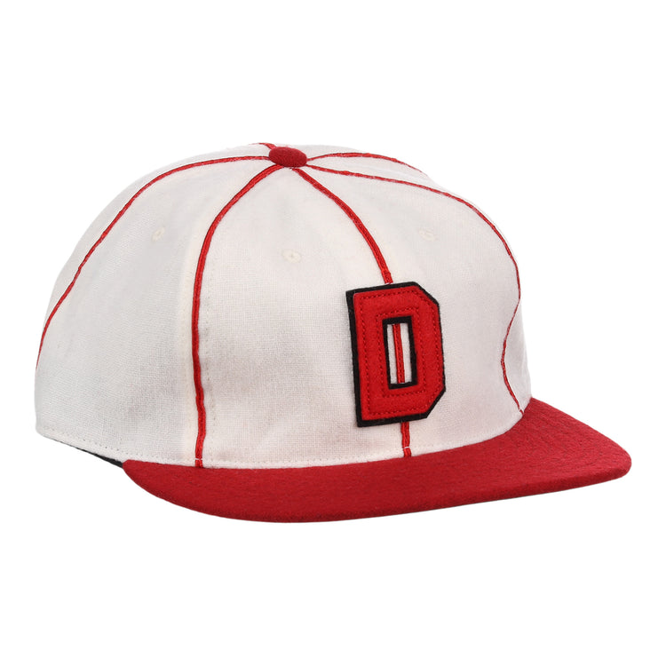 The EFF Washington Elite Giants 1936 Vintage Ballcap features red piping, a red brim, and a bold red D outlined in black—honoring the original Negro National League design.