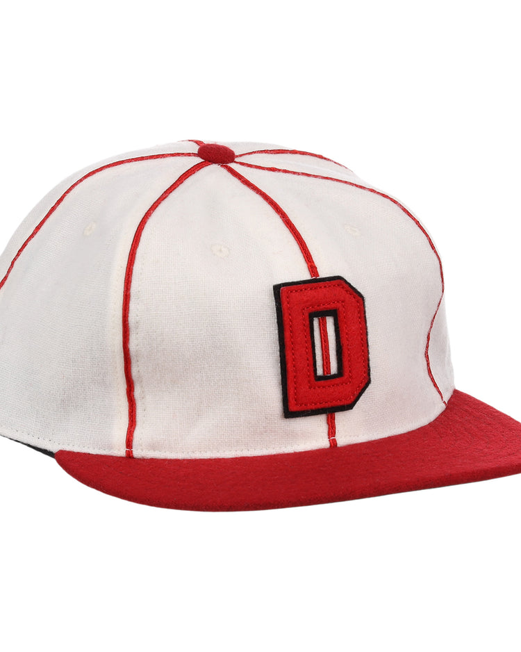 The EFF Washington Elite Giants 1936 Vintage Ballcap features red piping, a red brim, and a bold red D outlined in black—honoring the original Negro National League design.