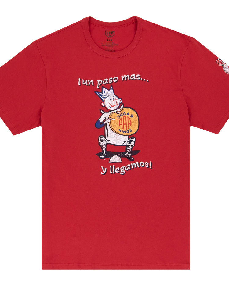 The Havana Sugar Kings EFF MiLB Vintage T-Shirt by Ebbets Field Flannels features a cartoon character with Sugar Mama candy and “¡Un paso mas… y llegamos!” on premium cotton, plus a small graphic on the left sleeve.