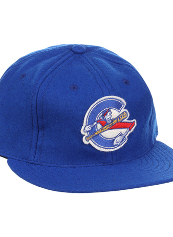 A vintage Columbus Jets ballcap by EFF, crafted from wool and featuring the teams classic letterhead logo on the front.