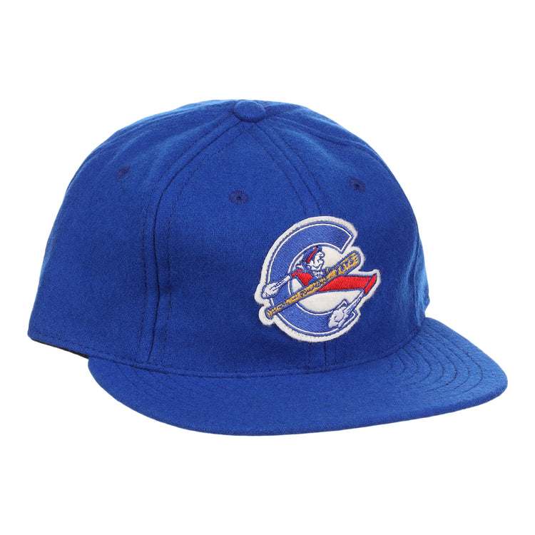 A vintage Columbus Jets ballcap by EFF, crafted from wool and featuring the teams classic letterhead logo on the front.