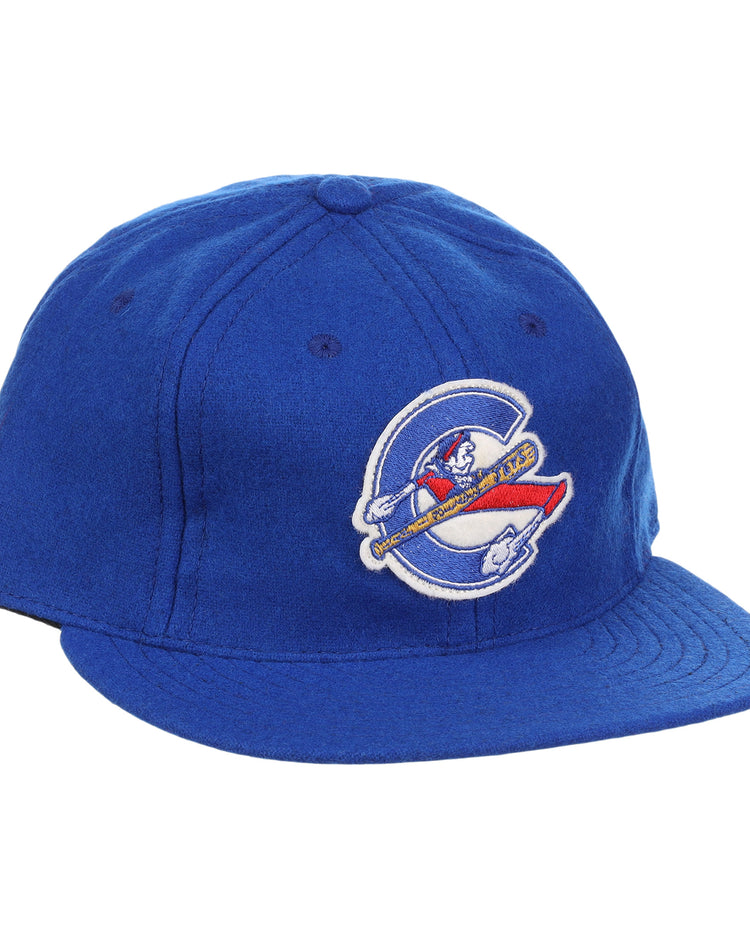 A vintage Columbus Jets ballcap by EFF, crafted from wool and featuring the teams classic letterhead logo on the front.